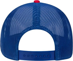 OTTO 83-1239 6 Panel Low Profile Mesh Back Trucker Hat - Red White Royal - Red White / One Size Fits Most