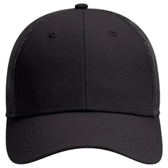 OTTO 83-1273 6 Panel Low Profile Mesh Back Trucker Cap - Black - Black / 6 1/2’’ - 7 5/8’’