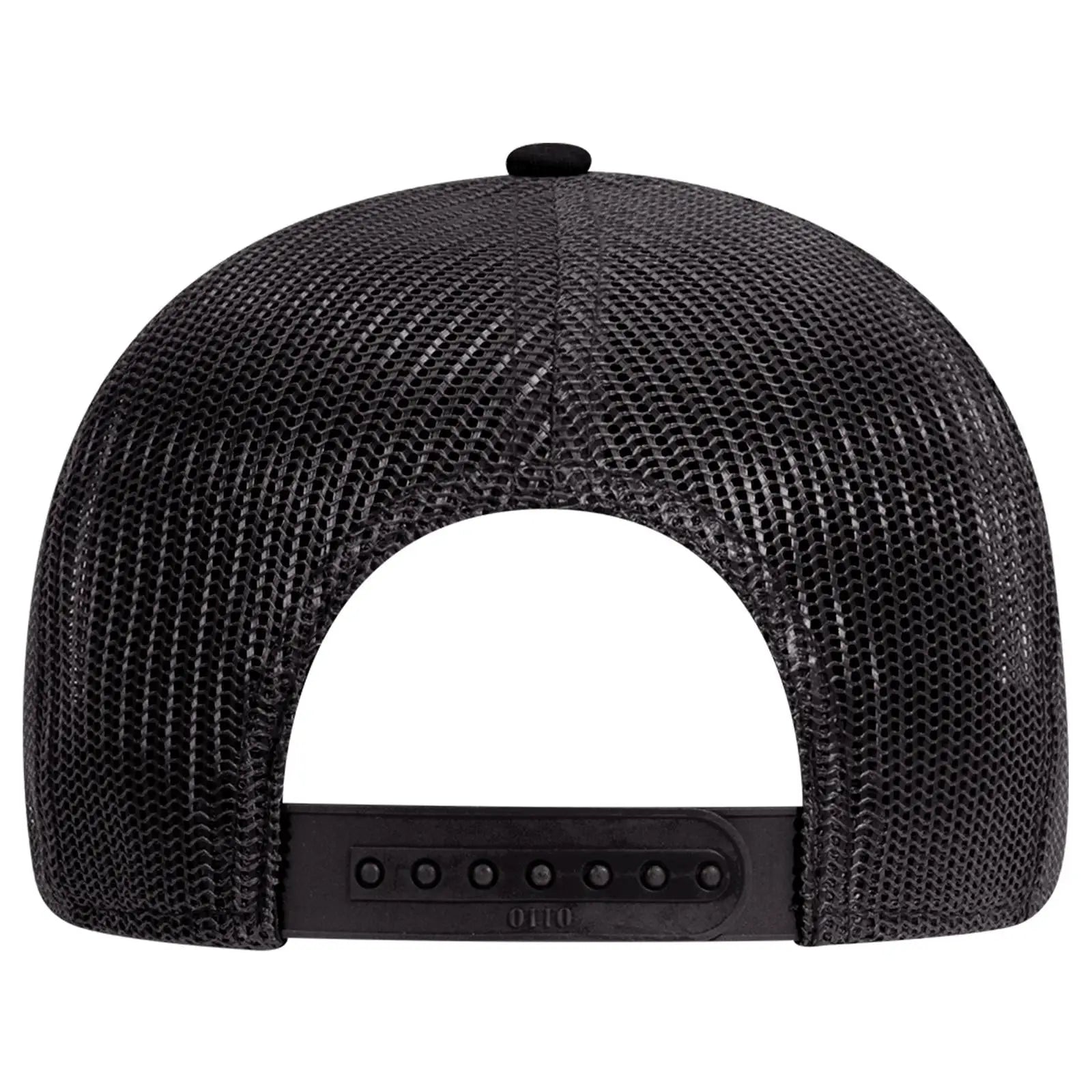OTTO 83-1273 6 Panel Low Profile Mesh Back Trucker Cap - Black - Black / 6 1/2’’ - 7 5/8’’