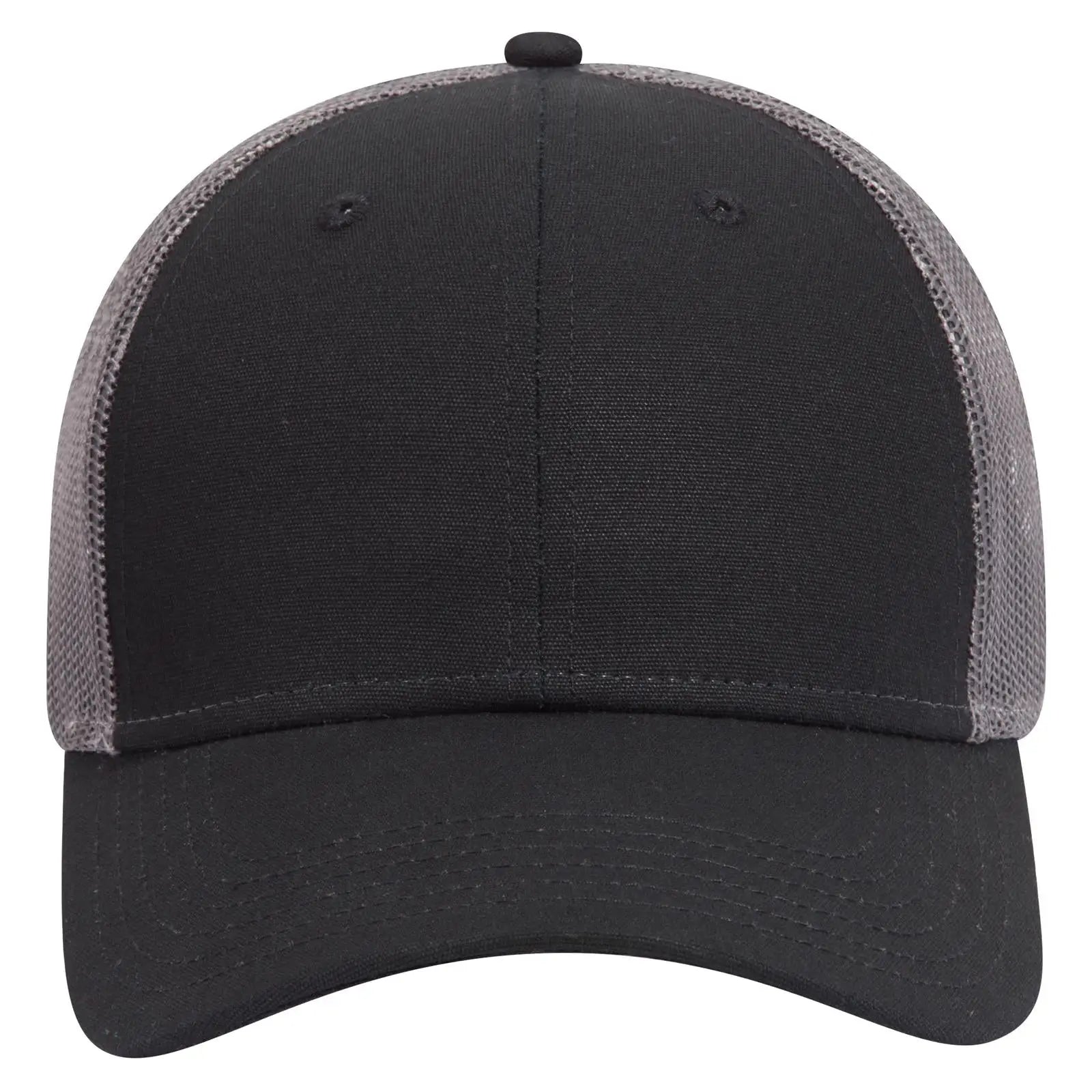 OTTO 83-1273 6 Panel Low Profile Mesh Back Trucker Cap - Blk/Blk/Ch.Gry - Blk/Blk/Ch.Gry / 6 1/2’’ - 7 5/8’’