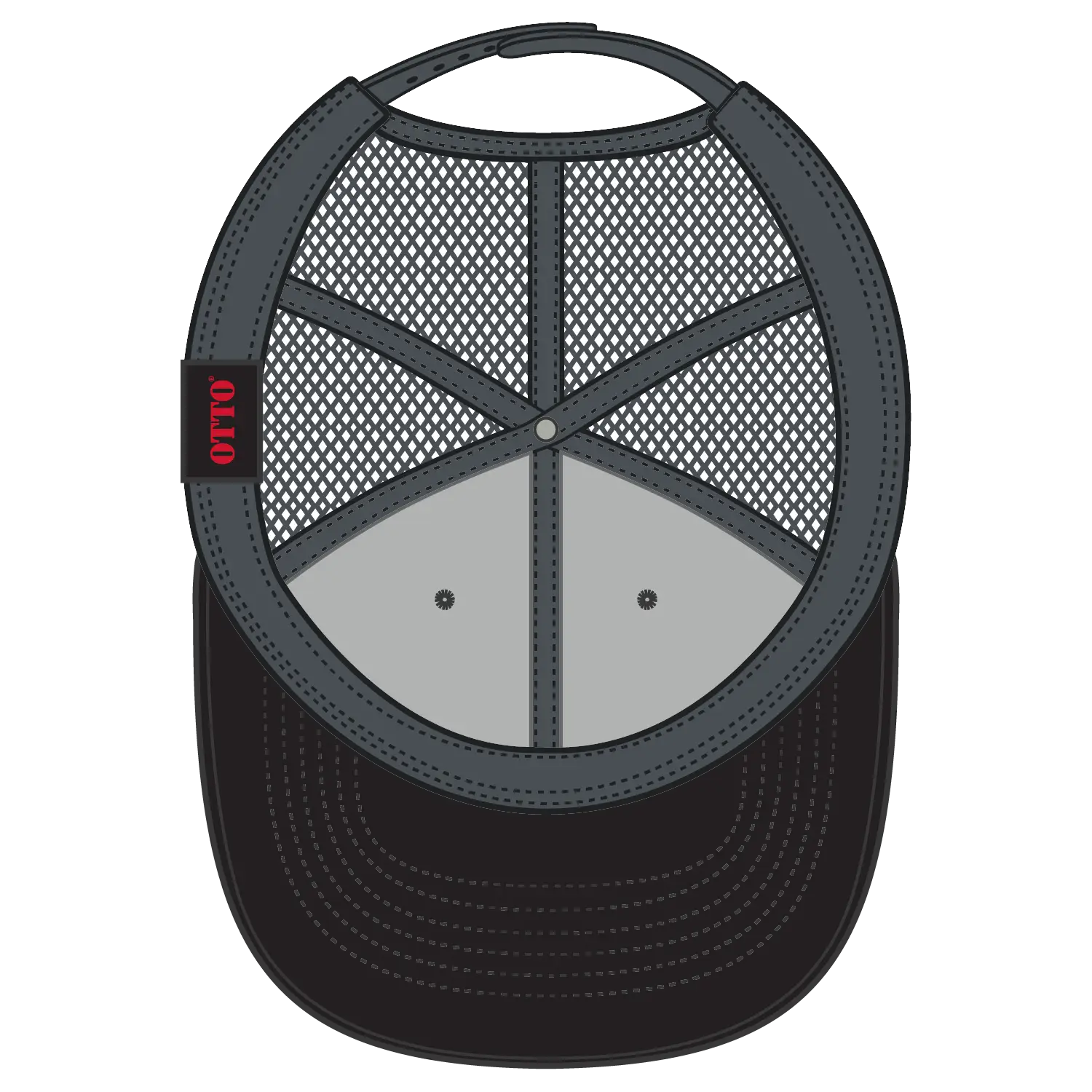OTTO 83-1273 6 Panel Low Profile Mesh Back Trucker Cap - Blk/Blk/Ch.Gry - Blk/Blk/Ch.Gry / 6 1/2’’ - 7 5/8’’
