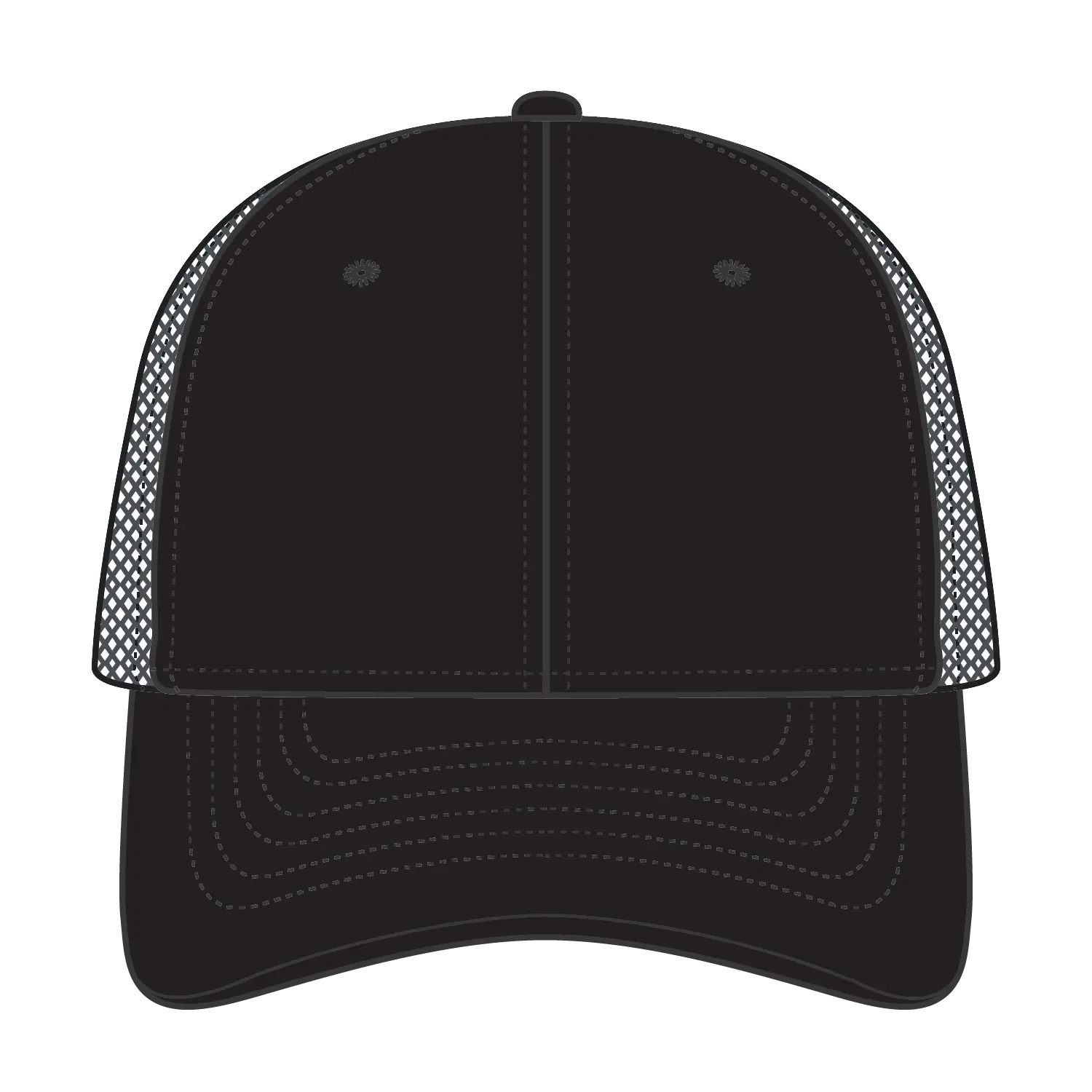OTTO 83-1273 6 Panel Low Profile Mesh Back Trucker Cap - Blk/Blk/Ch.Gry - Blk/Blk/Ch.Gry / 6 1/2’’ - 7 5/8’’