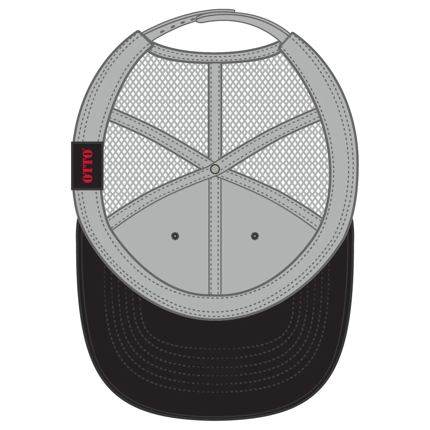 OTTO 83-1273 6 Panel Low Profile Mesh Back Trucker Cap - Blk/Blk/Gry - Blk/Blk/Gry / 6 1/2’’ - 7 5/8’’