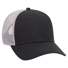 OTTO 83-1273 6 Panel Low Profile Mesh Back Trucker Cap - Blk/Blk/Gry - Blk/Blk/Gry / 6 1/2’’ - 7 5/8’’