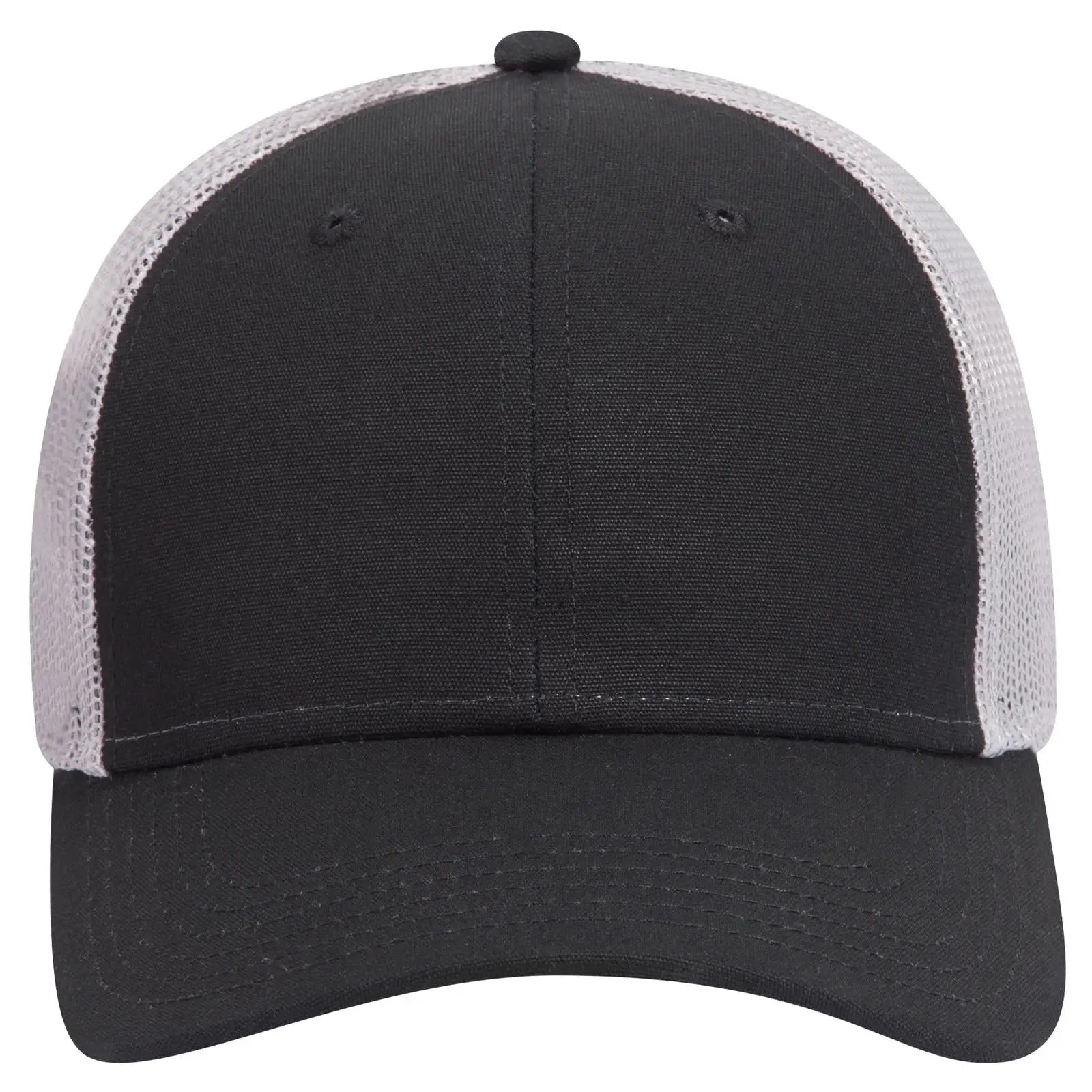 OTTO 83-1273 6 Panel Low Profile Mesh Back Trucker Cap - Blk/Blk/Gry - Blk/Blk/Gry / 6 1/2’’ - 7 5/8’’
