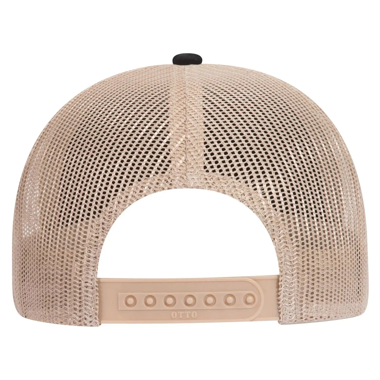 OTTO 83-1273 6 Panel Low Profile Mesh Back Trucker Cap - Blk/Blk/Kha - Blk/Blk/Kha / 6 1/2’’ - 7 5/8’’