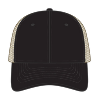 OTTO 83-1273 6 Panel Low Profile Mesh Back Trucker Cap - Blk/Blk/Kha - Blk/Blk/Kha / 6 1/2’’ - 7 5/8’’