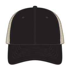 OTTO 83-1273 6 Panel Low Profile Mesh Back Trucker Cap - Blk/Blk/Kha - Blk/Blk/Kha / 6 1/2’’ - 7 5/8’’