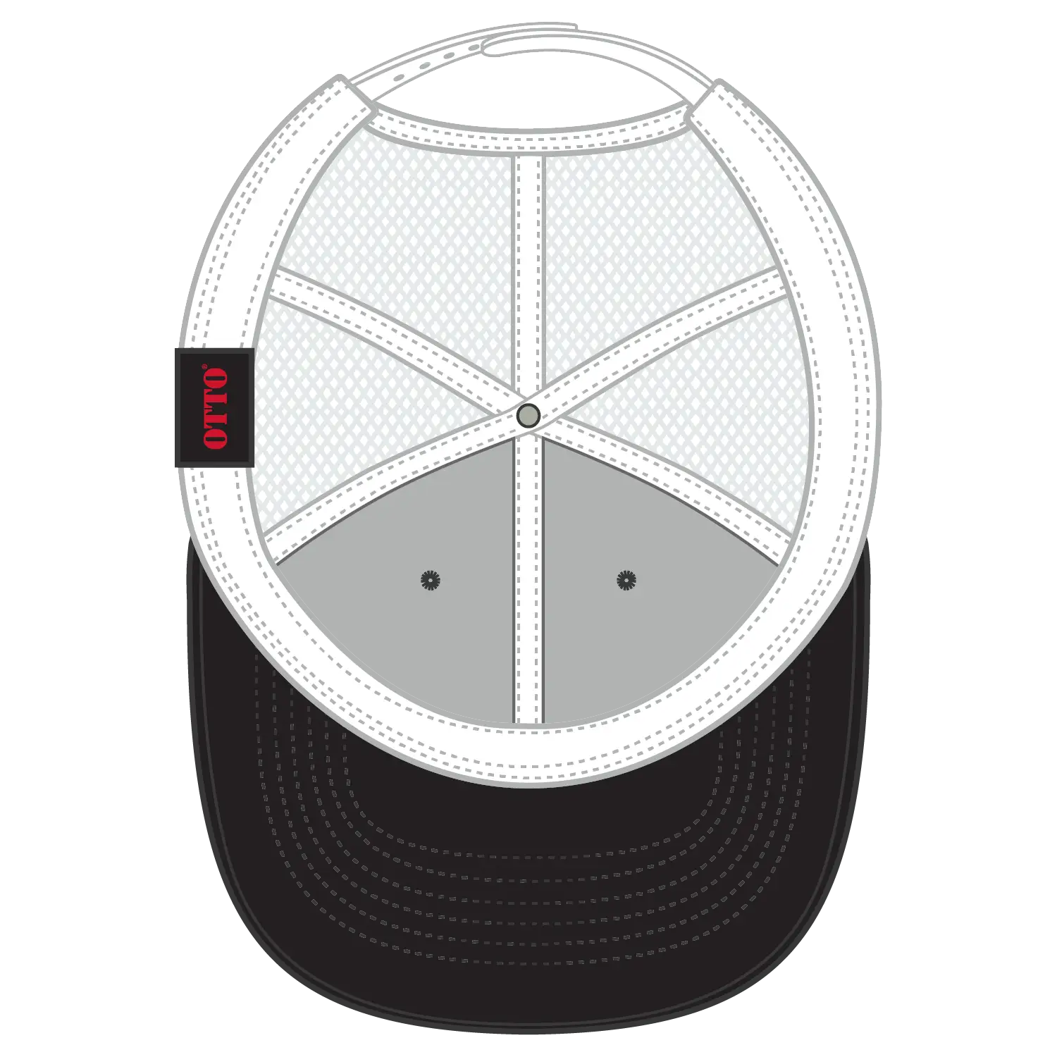OTTO 83-1273 6 Panel Low Profile Mesh Back Trucker Cap - Blk/Blk/Wht - Blk/Blk/Wht / 6 1/2’’ - 7 5/8’’