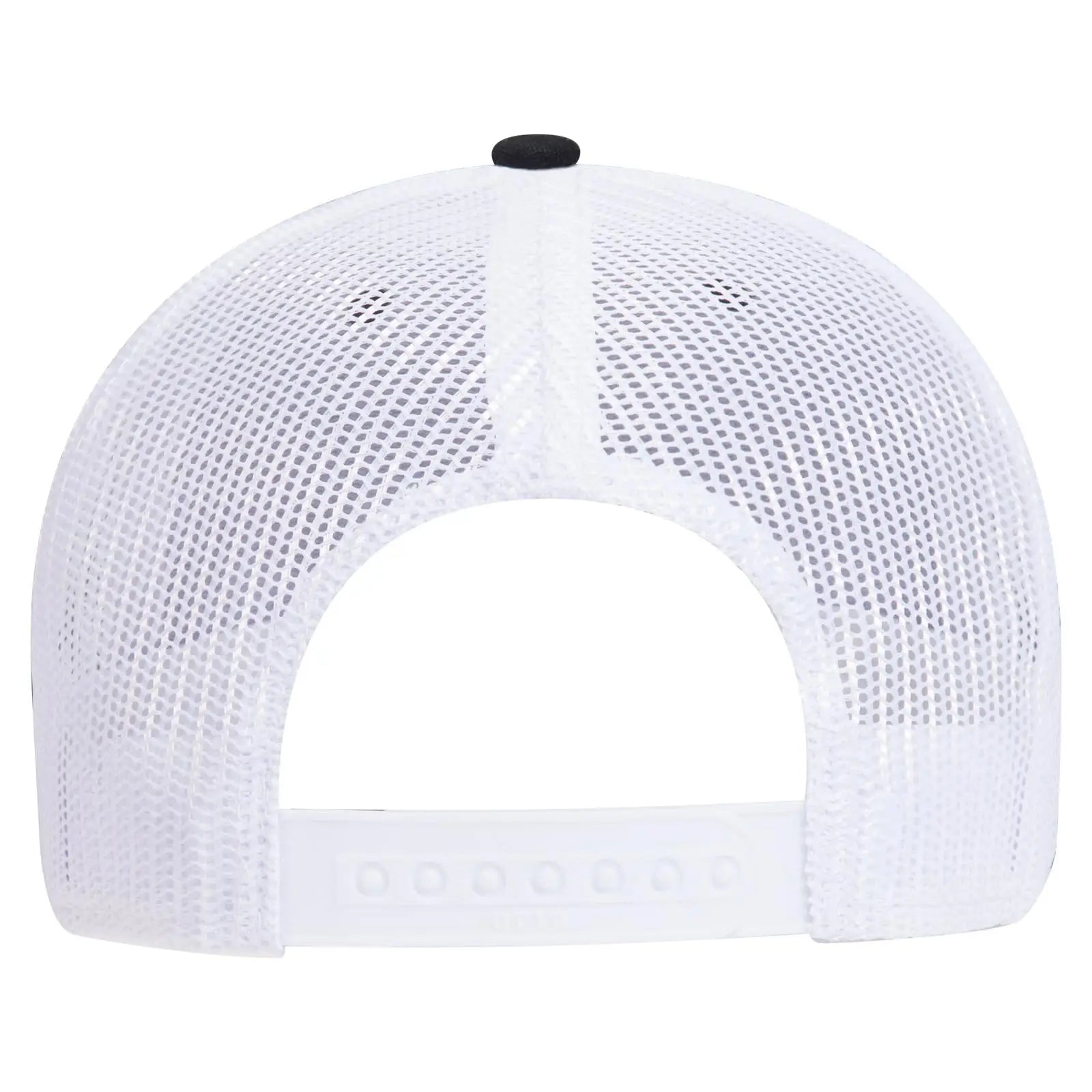 OTTO 83-1273 6 Panel Low Profile Mesh Back Trucker Cap - Blk/Blk/Wht - Blk/Blk/Wht / 6 1/2’’ - 7 5/8’’