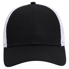 OTTO 83-1273 6 Panel Low Profile Mesh Back Trucker Cap - Blk/Blk/Wht - Blk/Blk/Wht / 6 1/2’’ - 7 5/8’’