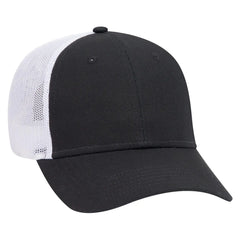 OTTO 83-1273 6 Panel Low Profile Mesh Back Trucker Cap - Blk/Blk/Wht - Blk/Blk/Wht / 6 1/2’’ - 7 5/8’’