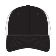 OTTO 83-1273 6 Panel Low Profile Mesh Back Trucker Cap - Blk/Blk/Wht - Blk/Blk/Wht / 6 1/2’’ - 7 5/8’’