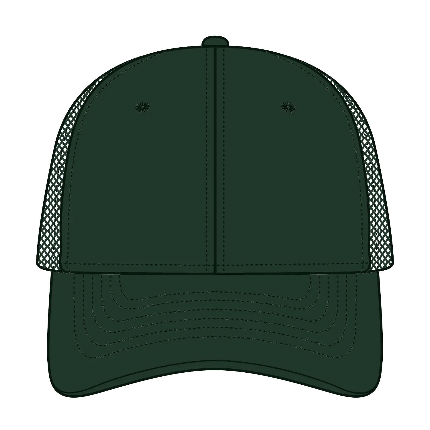 OTTO 83-1273 6 Panel Low Profile Mesh Back Trucker Cap - Dk. Green - Dk. Green / 6 1/2’’ - 7 5/8’’