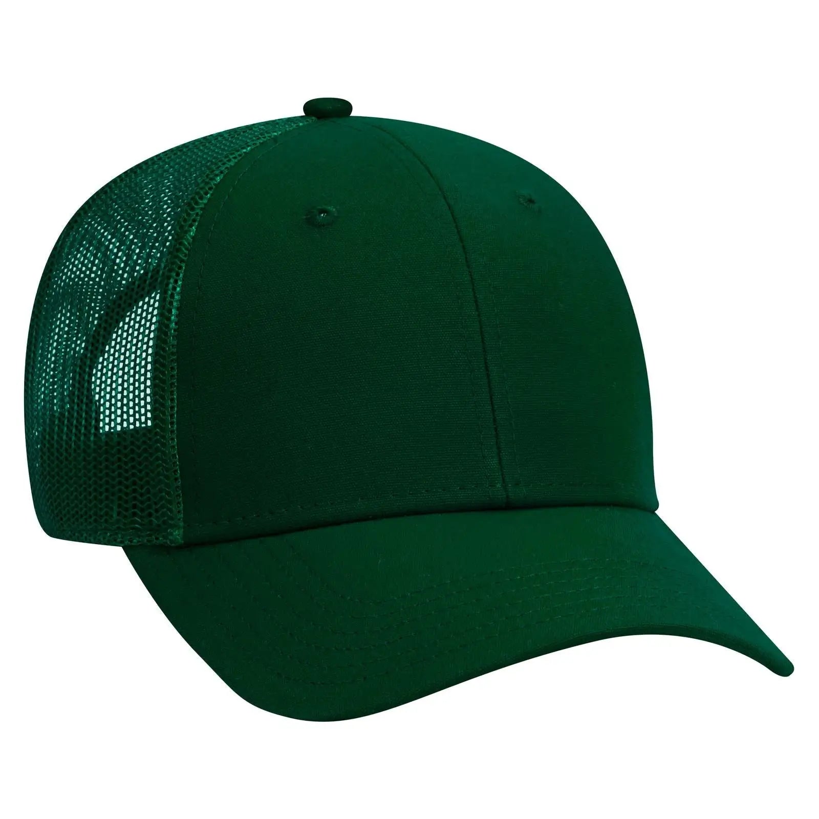 OTTO 83-1273 6 Panel Low Profile Mesh Back Trucker Cap - Dk. Green - Dk. Green / 6 1/2’’ - 7 5/8’’