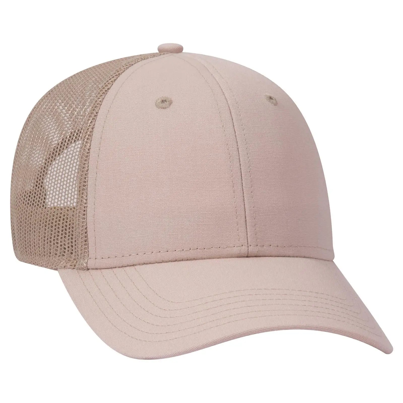 OTTO 83-1273 6 Panel Low Profile Mesh Back Trucker Cap - Khaki - Khaki / 6 1/2’’ - 7 5/8’’