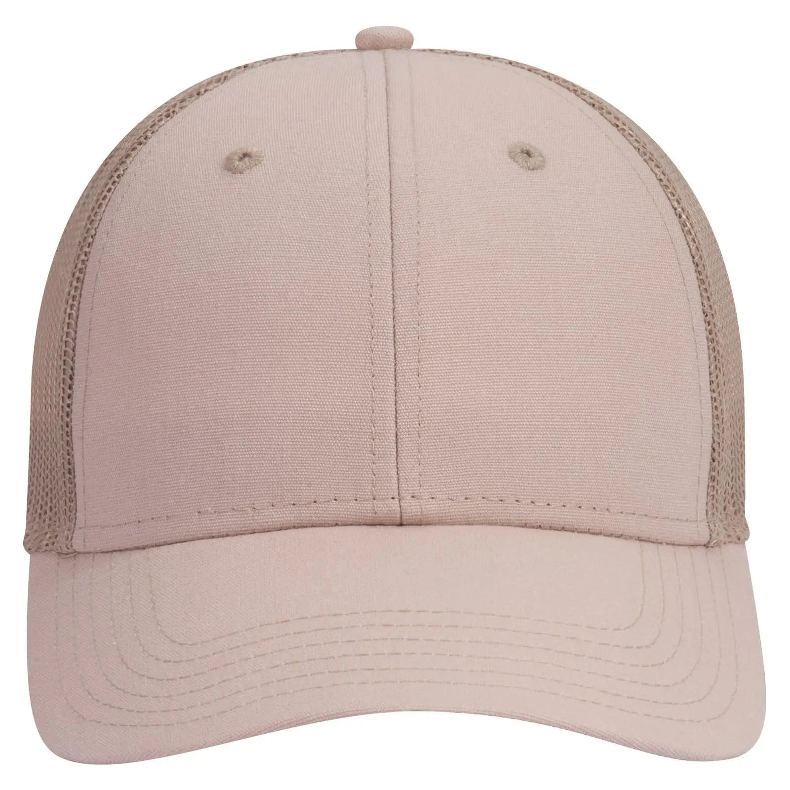 OTTO 83-1273 6 Panel Low Profile Mesh Back Trucker Cap - Khaki - Khaki / 6 1/2’’ - 7 5/8’’
