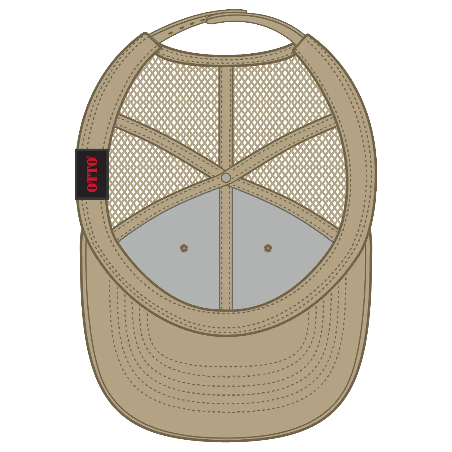OTTO 83-1273 6 Panel Low Profile Mesh Back Trucker Cap - Khaki - Khaki / 6 1/2’’ - 7 5/8’’