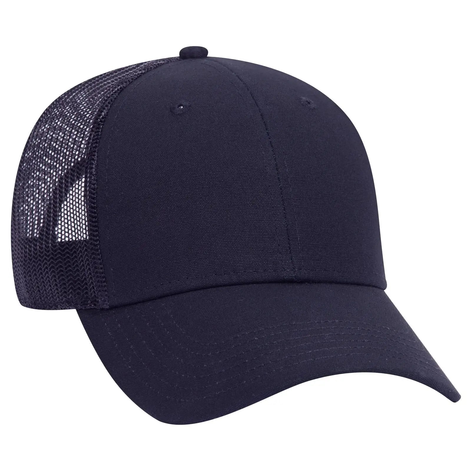OTTO 83-1273 6 Panel Low Profile Mesh Back Trucker Cap - Navy - Navy / 6 1/2’’ - 7 5/8’’