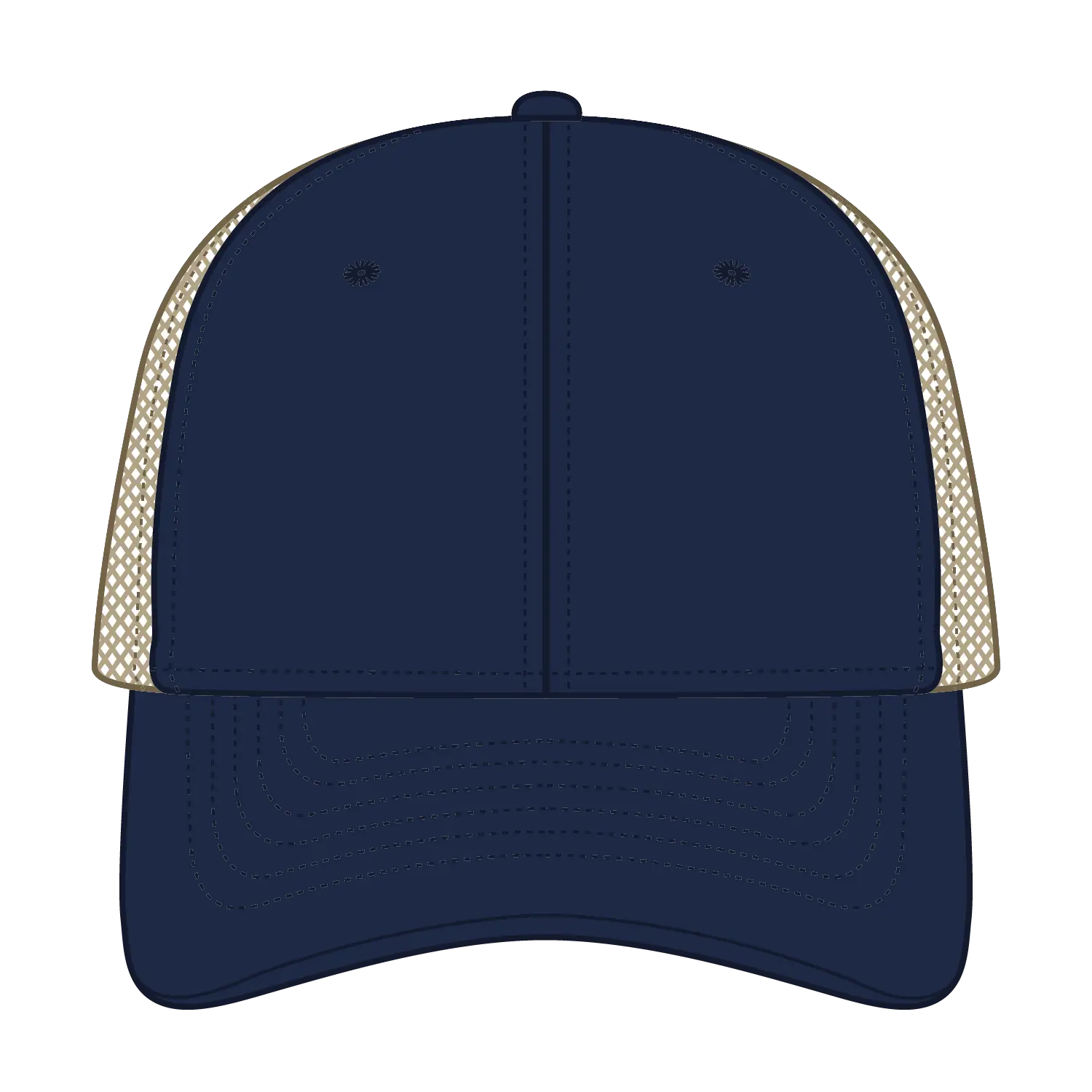 OTTO 83-1273 6 Panel Low Profile Mesh Back Trucker Cap - Nvy/Nvy/Kha - Nvy/Nvy/Kha / 6 1/2’’ - 7 5/8’’