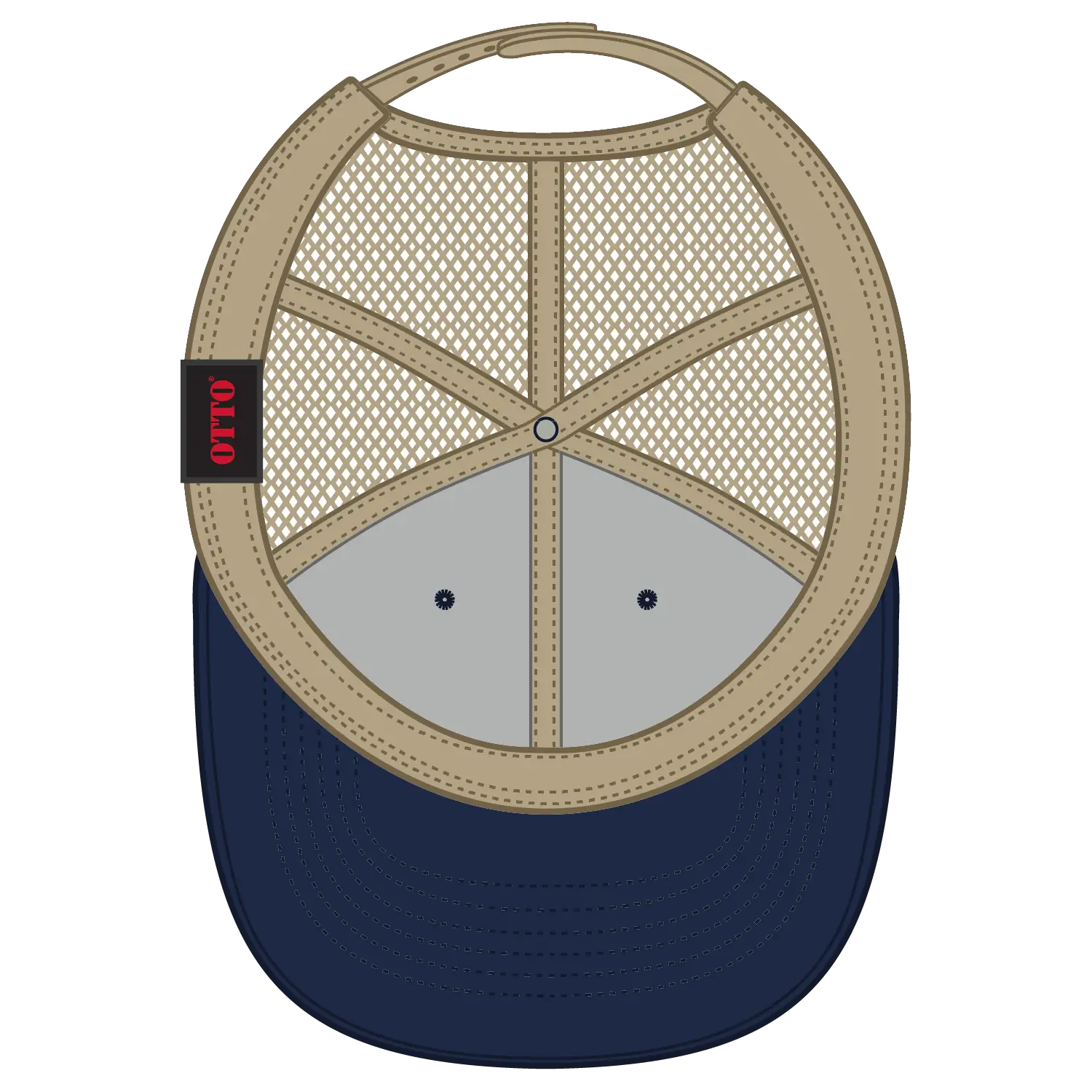 OTTO 83-1273 6 Panel Low Profile Mesh Back Trucker Cap - Nvy/Nvy/Kha - Nvy/Nvy/Kha / 6 1/2’’ - 7 5/8’’