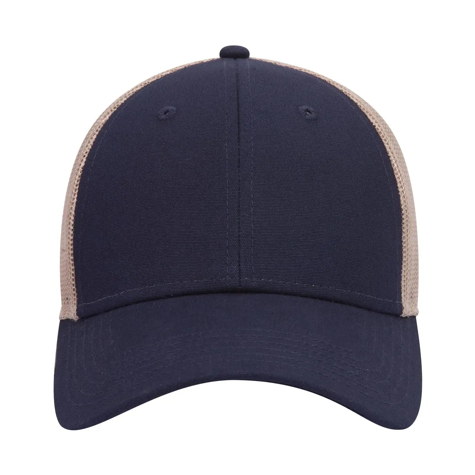 OTTO 83-1273 6 Panel Low Profile Mesh Back Trucker Cap - Nvy/Nvy/Kha - Nvy/Nvy/Kha / 6 1/2’’ - 7 5/8’’