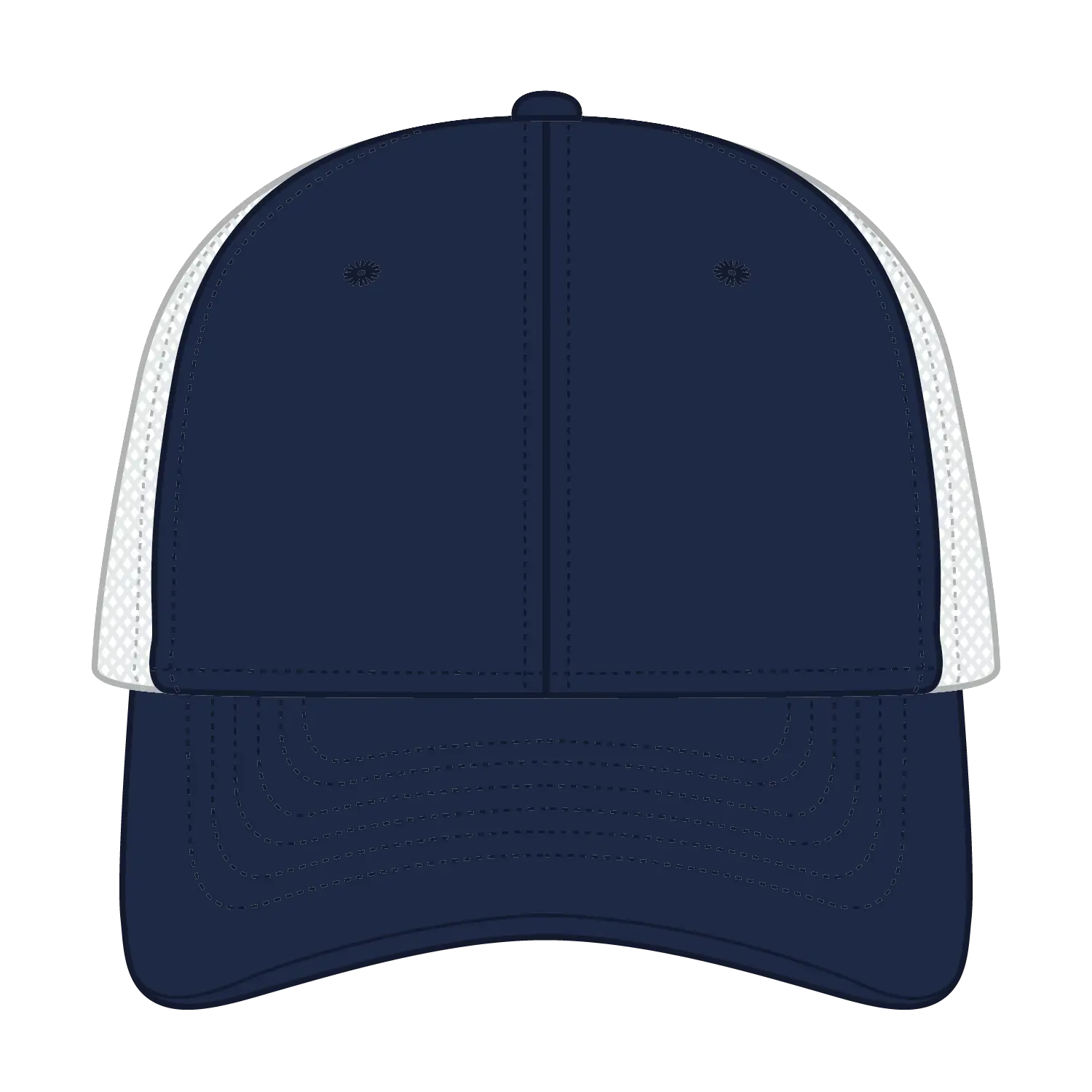 OTTO 83-1273 6 Panel Low Profile Mesh Back Trucker Cap - Nvy/Nvy/Wht - Nvy/Nvy/Wht / 6 1/2’’ - 7 5/8’’