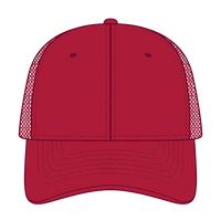 OTTO 83-1273 6 Panel Low Profile Mesh Back Trucker Cap - Red - Red / 6 1/2’’ - 7 5/8’’