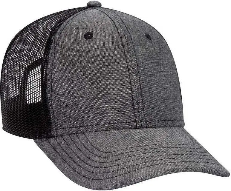 OTTO 83-1279 6 Panel Low Profile Mesh Back Trucker Hat - Black - Black / One Size Fits Most