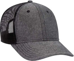 OTTO 83-1279 6 Panel Low Profile Mesh Back Trucker Hat - Black - Black / One Size Fits Most