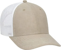 OTTO 83-1279 6 Panel Low Profile Mesh Back Trucker Hat - Khaki White - Khaki White / One Size Fits Most
