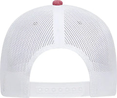 OTTO 83-1279 6 Panel Low Profile Mesh Back Trucker Hat - Red White - Red White / One Size Fits Most