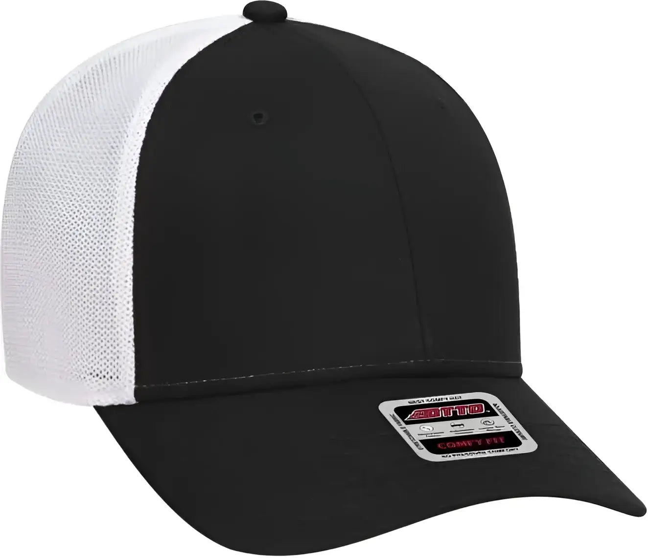 OTTO 83-1299 OTTO COMFY FIT 6 Panel Low Profile Mesh Back Baseball Cap - Black Black White - Black White / One Size