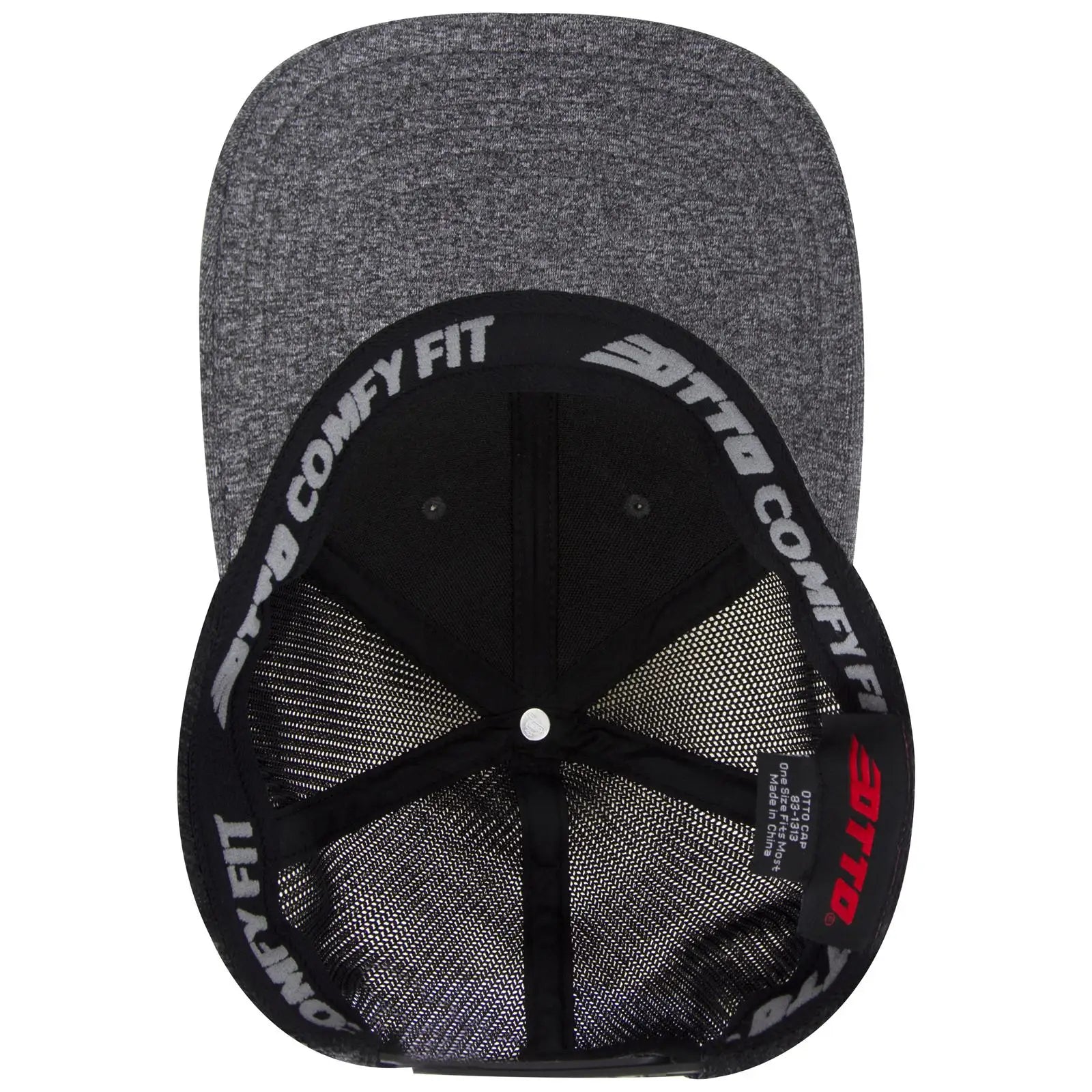 OTTO 83-1299 ’OTTO Comfy Fit’ 6 Panel Low Profile Mesh Back Trucker Cap - Hth.Blk/Hth.Blk/Blk - Hth.Blk/Hth.Blk/Blk / 6