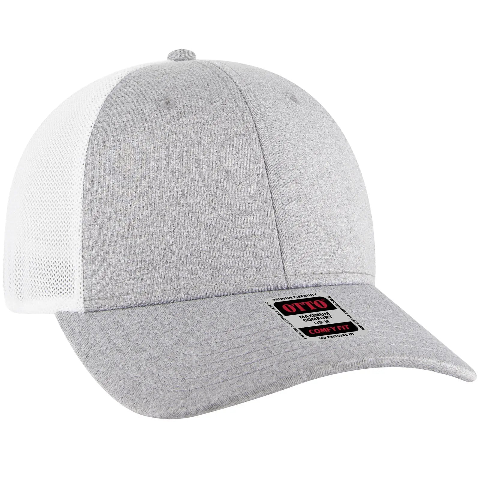 OTTO 83-1299 ’OTTO Comfy Fit’ 6 Panel Low Profile Mesh Back Trucker Cap - HeatherGray/HeatherGray/White