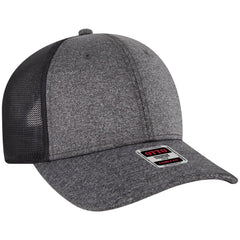 OTTO 83-1299 ’OTTO Comfy Fit’ 6 Panel Low Profile Mesh Back Trucker Cap - Hth.Blk/Hth.Blk/Blk - Hth.Blk/Hth.Blk/Blk / 6