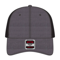 OTTO 83-1299 ’OTTO Comfy Fit’ 6 Panel Low Profile Mesh Back Trucker Cap - Hth.Blk/Hth.Blk/Blk - Hth.Blk/Hth.Blk/Blk / 6