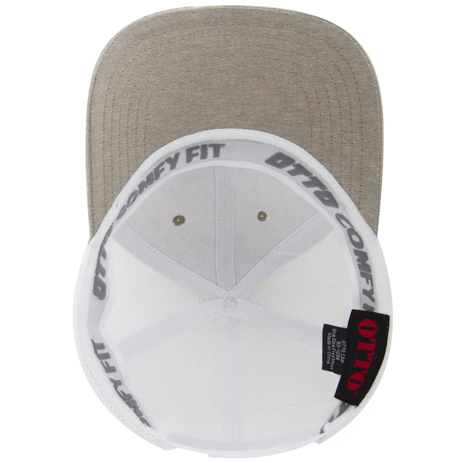 OTTO 83-1299 ’OTTO Comfy Fit’ 6 Panel Low Profile Mesh Back Trucker Cap - Khk/Wht - Khk/Wht / 6 1/2’’ - 7 5/8’’