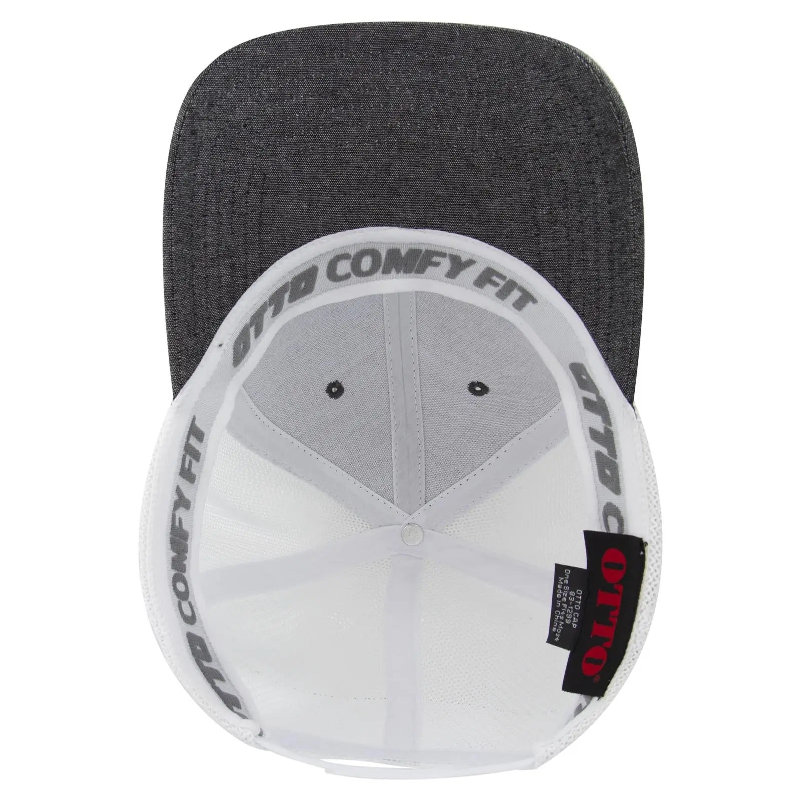 OTTO 83-1299 ’OTTO Comfy Fit’ 6 Panel Low Profile Mesh Back Trucker Cap - Blk/Wht - Blk/Wht / 6 1/2’’ - 7 5/8’’