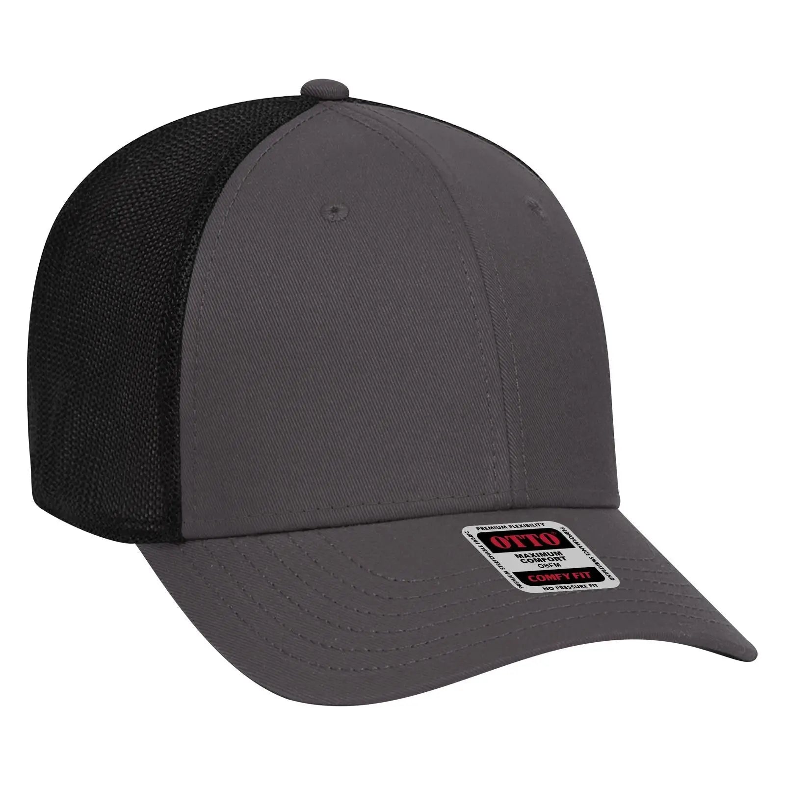 OTTO 83-1299 ’OTTO Comfy Fit’ 6 Panel Low Profile Mesh Back Trucker Cap - Ch.Gry/Ch.Gry/Blk - Ch.Gry/Ch.Gry/Blk / 6