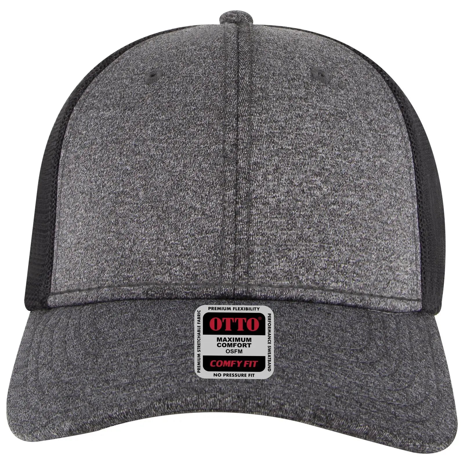 OTTO 83-1299 ’OTTO Comfy Fit’ 6 Panel Low Profile Mesh Back Trucker Cap - Hth.Blk/Hth.Blk/Blk - Hth.Blk/Hth.Blk/Blk / 6