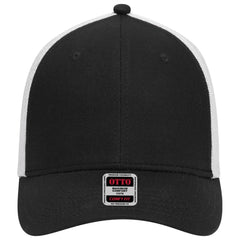 OTTO 83-1299 ’OTTO Comfy Fit’ 6 Panel Low Profile Mesh Back Trucker Cap - Blk/Blk/Wht - Blk/Blk/Wht / 6 1/2’’ - 7 5/8’’