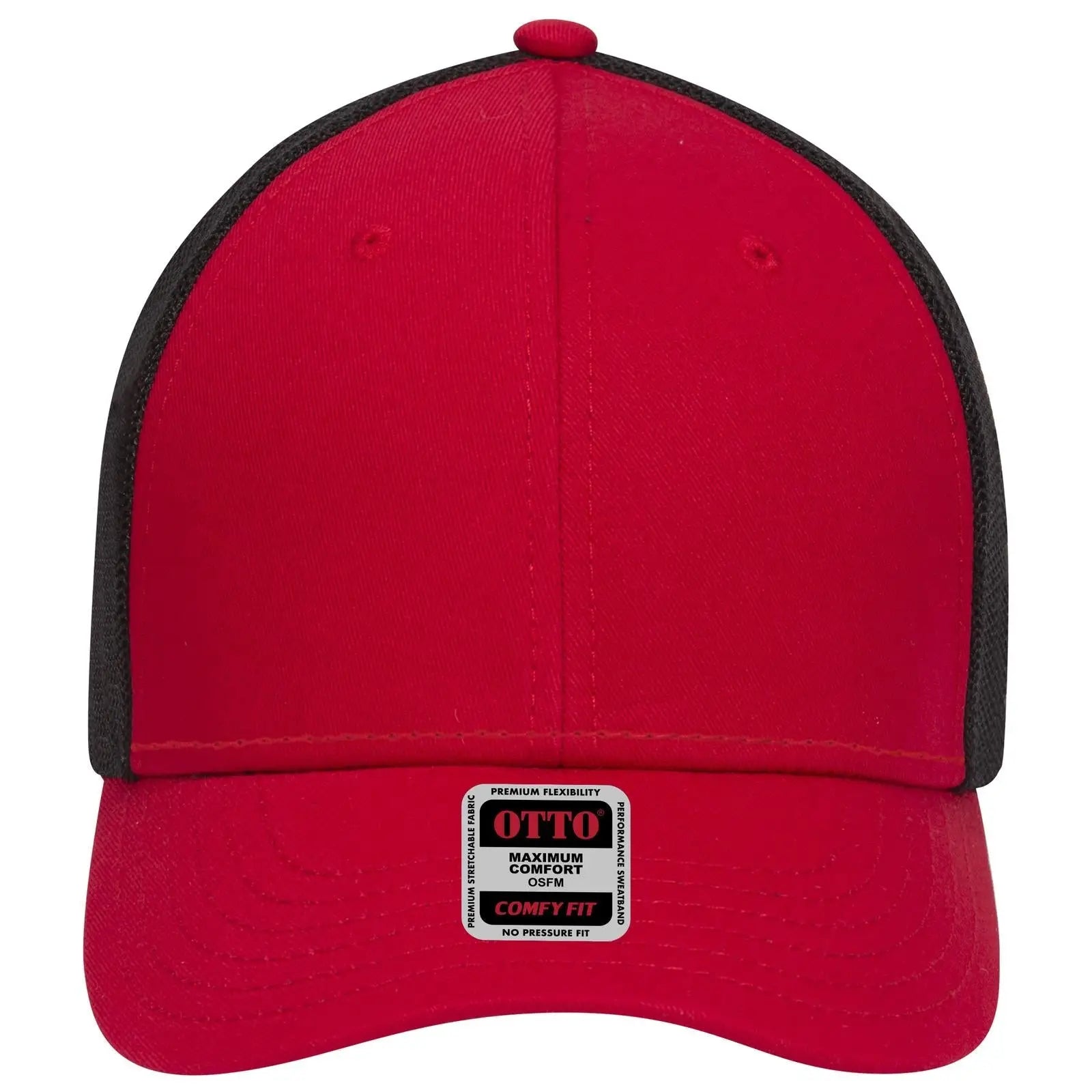 OTTO 83-1299 ’OTTO Comfy Fit’ 6 Panel Low Profile Mesh Back Trucker Cap - Red/Red/Blk - Red/Red/Blk / 6 1/2’’ - 7 5/8’’