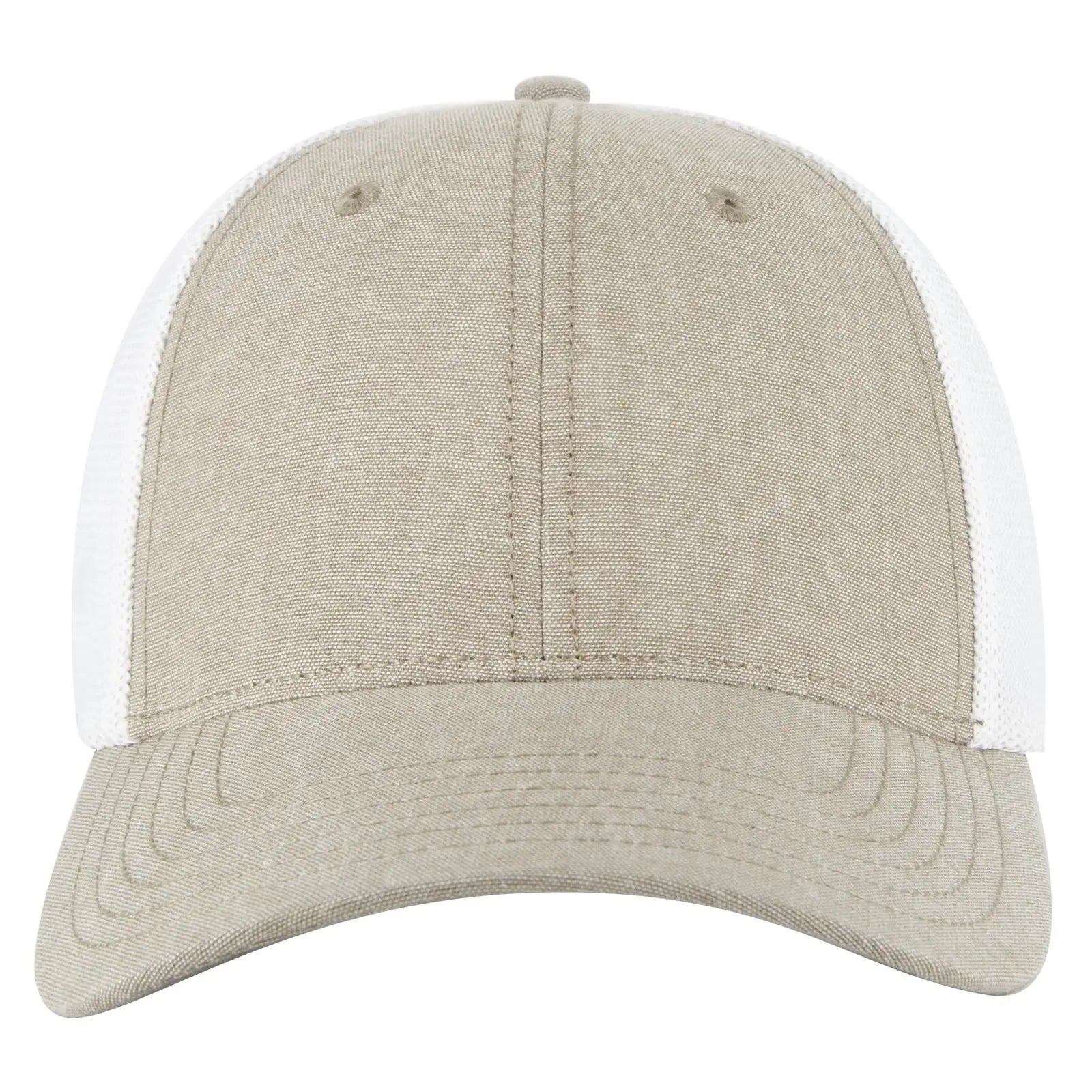 OTTO 83-1299 ’OTTO Comfy Fit’ 6 Panel Low Profile Mesh Back Trucker Cap - Khk/Wht - Khk/Wht / 6 1/2’’ - 7 5/8’’