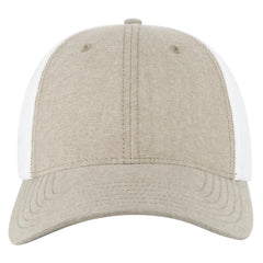 OTTO 83-1299 ’OTTO Comfy Fit’ 6 Panel Low Profile Mesh Back Trucker Cap - Khk/Wht - Khk/Wht / 6 1/2’’ - 7 5/8’’