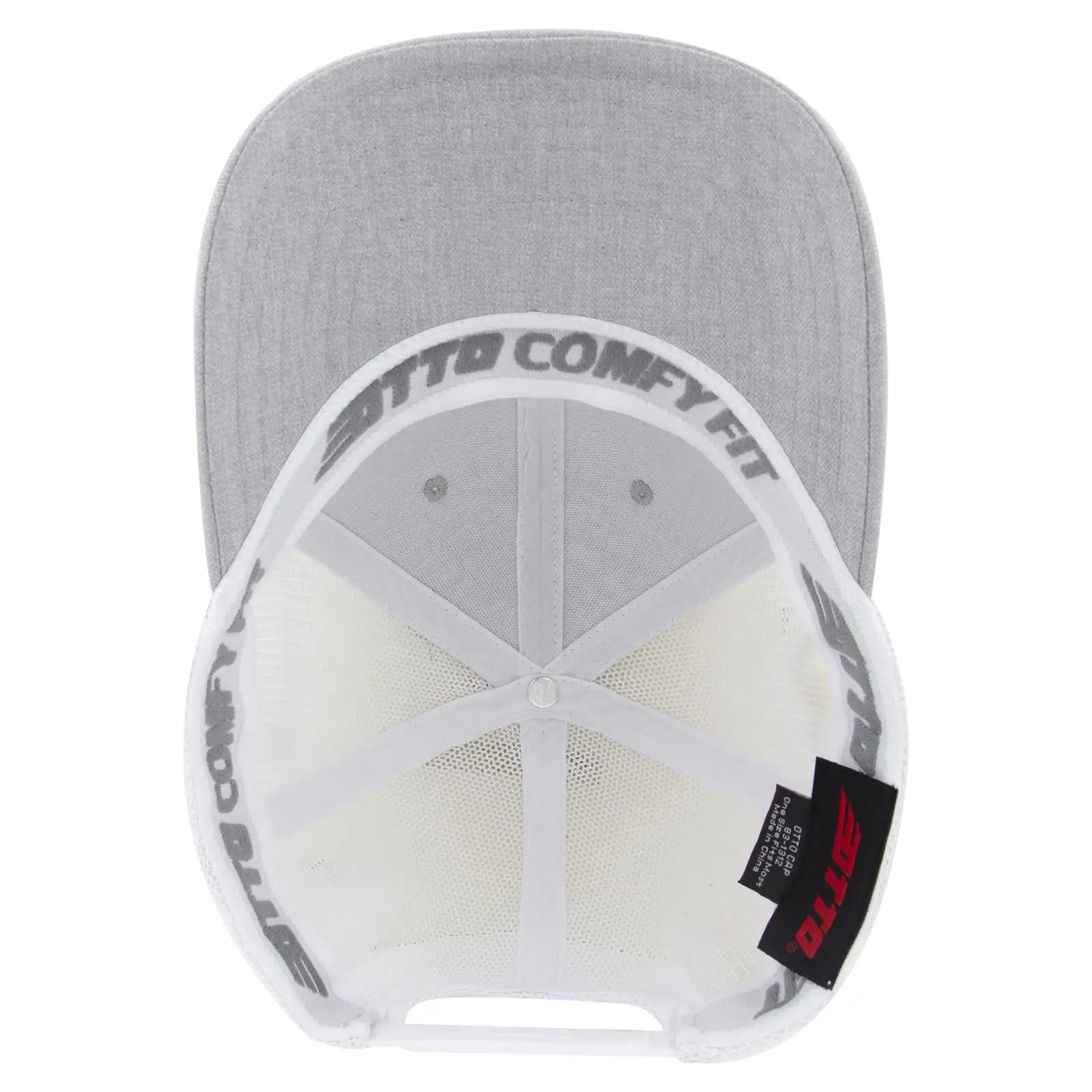 OTTO 83-1299 ’OTTO Comfy Fit’ 6 Panel Low Profile Mesh Back Trucker Cap - HeatherGray/HeatherGray/White