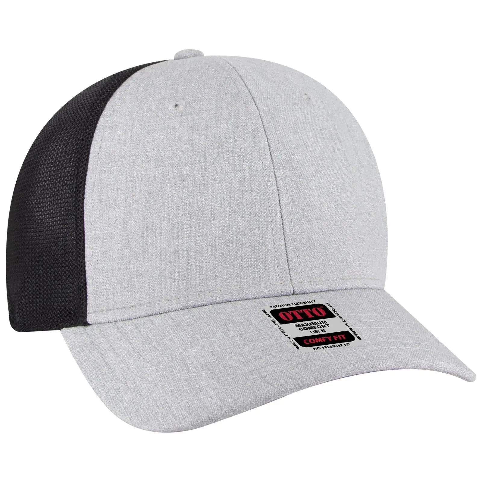 OTTO 83-1299 ’OTTO Comfy Fit’ 6 Panel Low Profile Mesh Back Trucker Cap - H. Gry/H. Gry/Blk - H. Gry/H. Gry/Blk / 6