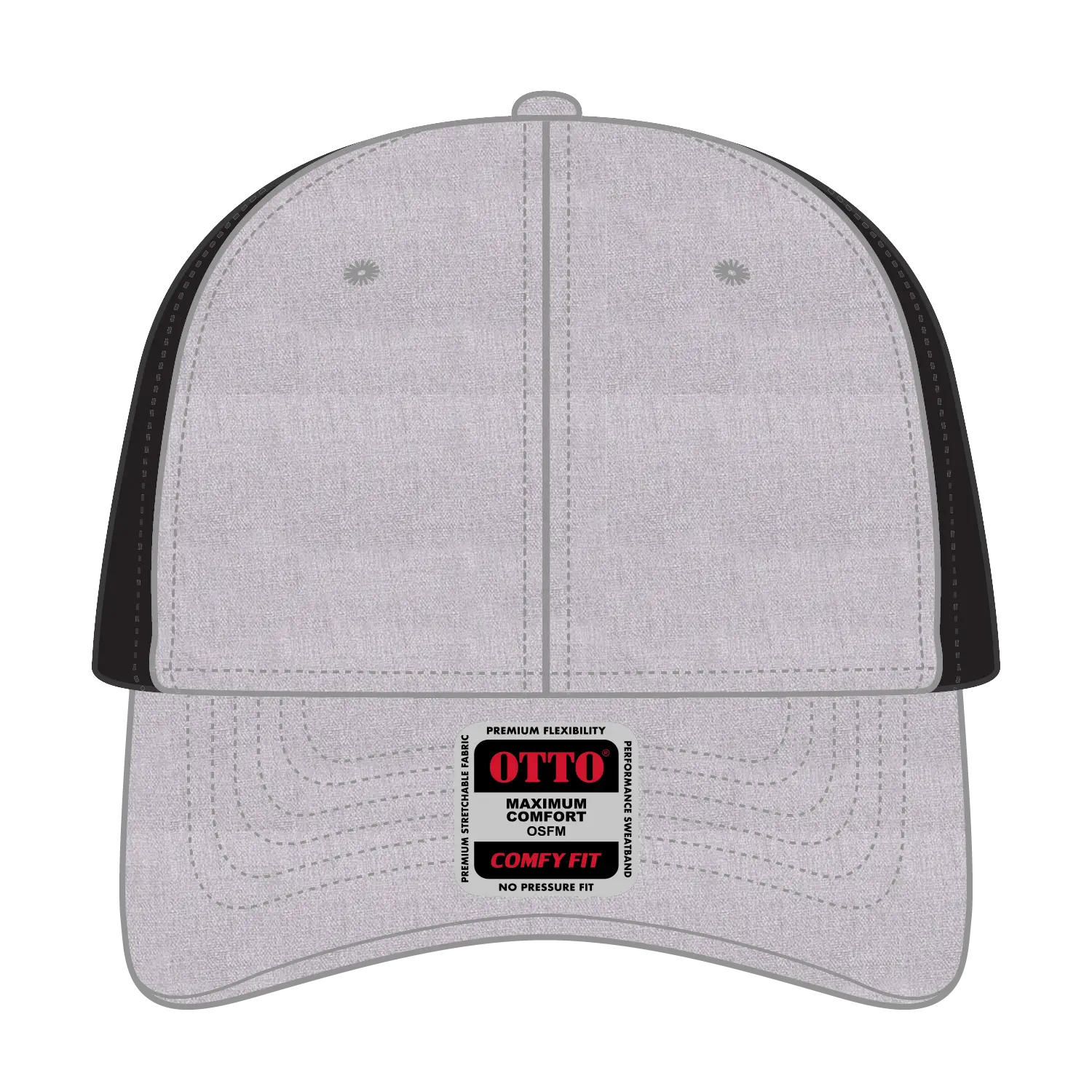 OTTO 83-1299 ’OTTO Comfy Fit’ 6 Panel Low Profile Mesh Back Trucker Cap - H. Gry/H. Gry/Blk - H. Gry/H. Gry/Blk / 6