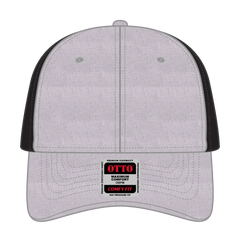 OTTO 83-1299 ’OTTO Comfy Fit’ 6 Panel Low Profile Mesh Back Trucker Cap - H. Gry/H. Gry/Blk - H. Gry/H. Gry/Blk / 6