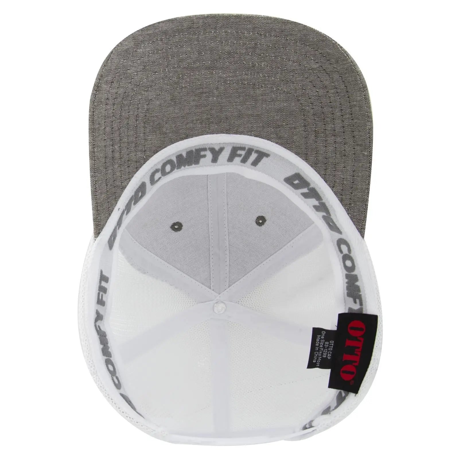 OTTO 83-1299 ’OTTO Comfy Fit’ 6 Panel Low Profile Mesh Back Trucker Cap - ChGry/Wht - ChGry/Wht / 6 1/2’’ - 7 5/8’’